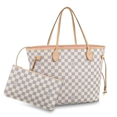 Replica Louis Vuitton Damier Azur Canvas Neverfull Mm N41605 Pink